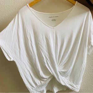 AMERICAN EAGLE wrap jersey top white M lightweight